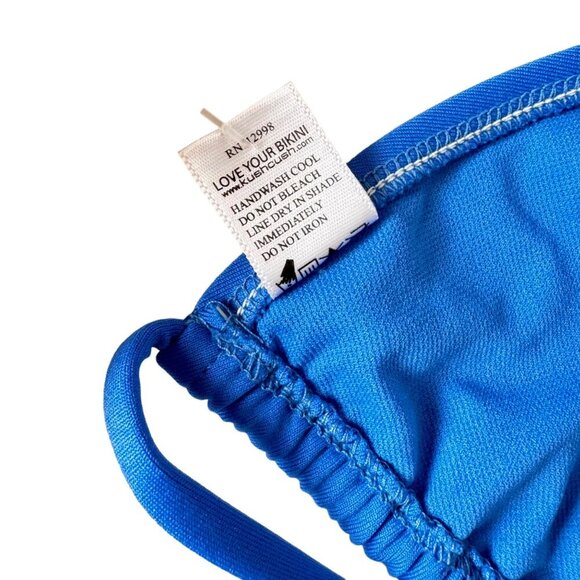 NWT Kushcush Kerry Cushman Triangle Bikini Tip Sz.M Blue Beach Brazilian Sexy - Picture 4 of 6